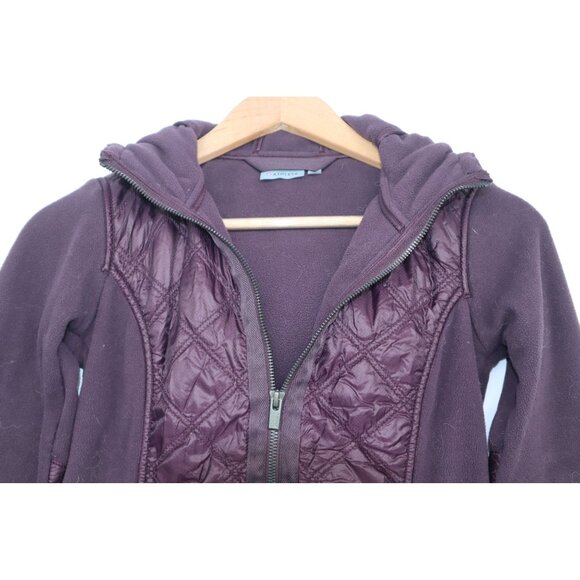 COPY - Athleta Womens Plum Quilted Full-Zip Fleece Jacket With Hood Size S - Picture 3 of 10